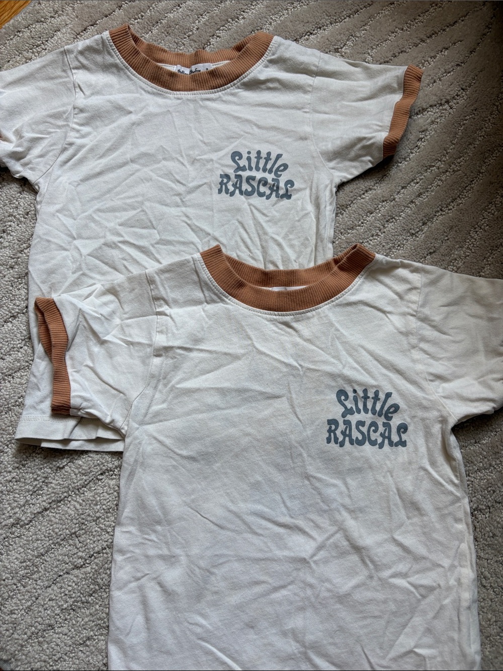 Lot of 2 The Bee & The Fox kids twins little rascal ringer t shirts